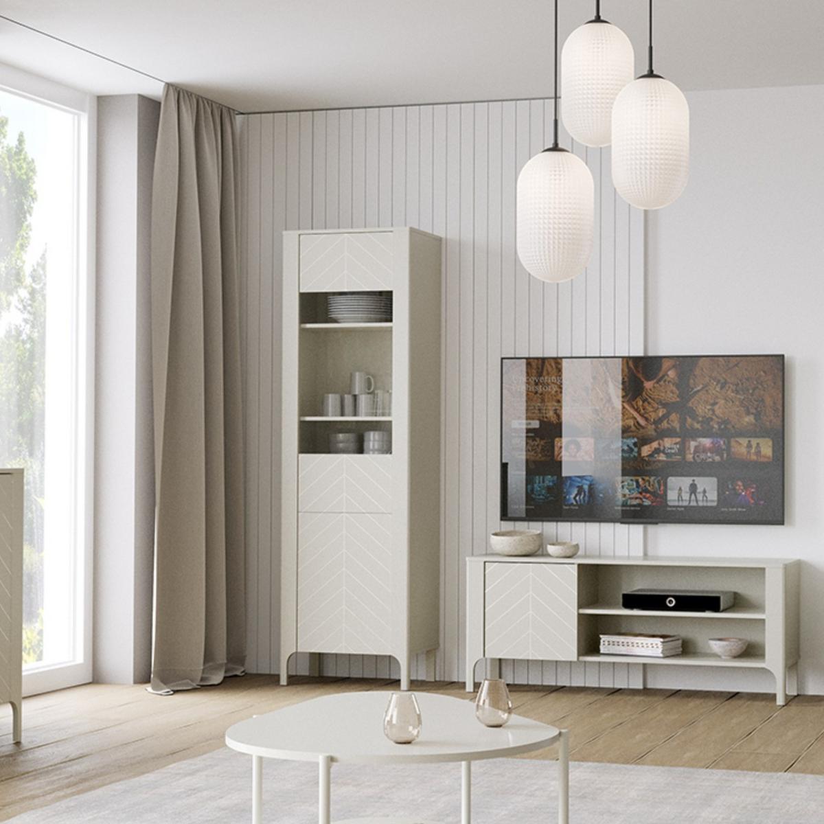 VITRINE ALICANTE 197 / 60 cm in Kaschmir - Kaschmir, Holzwerkstoff (60/197/40.5cm) - MASSENO