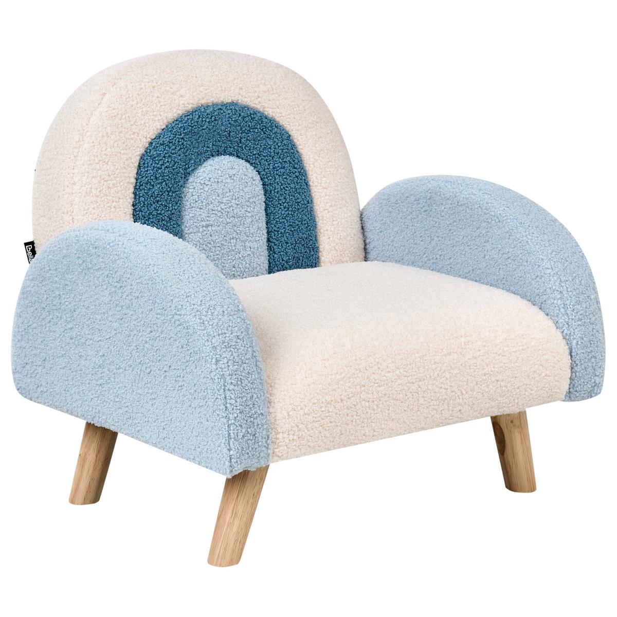 KINDERSESSEL Regenbogen Bouclé Hellblau Ombo - Weiß, Textil (52/46/46cm) - Beliani