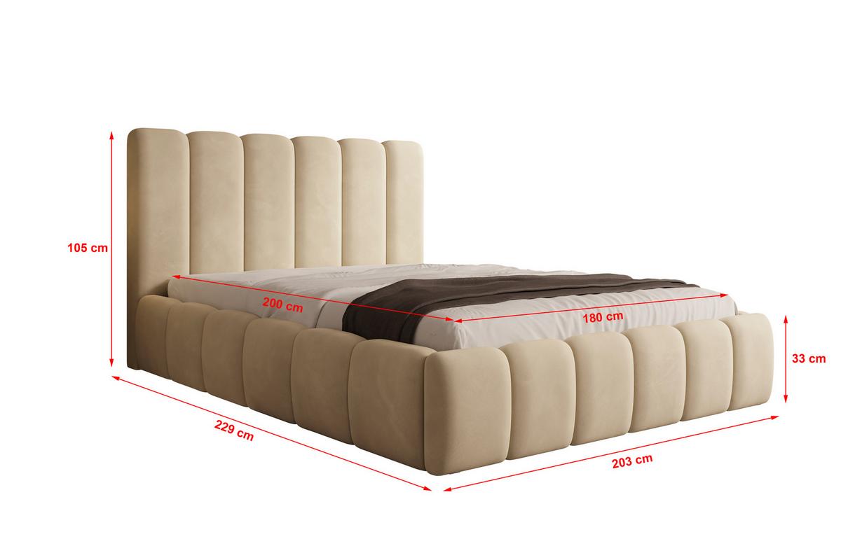 POLSTERBETT Vilo 180x200 mit Bettkasten und Stabilem Metallgestell - Beige, Textil (180/200cm) - Storez24