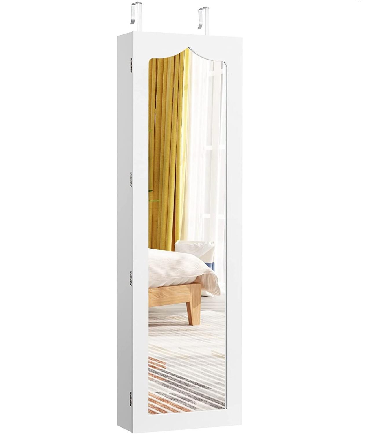 SCHMUCKSCHRANK 120cm Weiß - Weiß, Holz (37/120/12cm) - COSTWAY