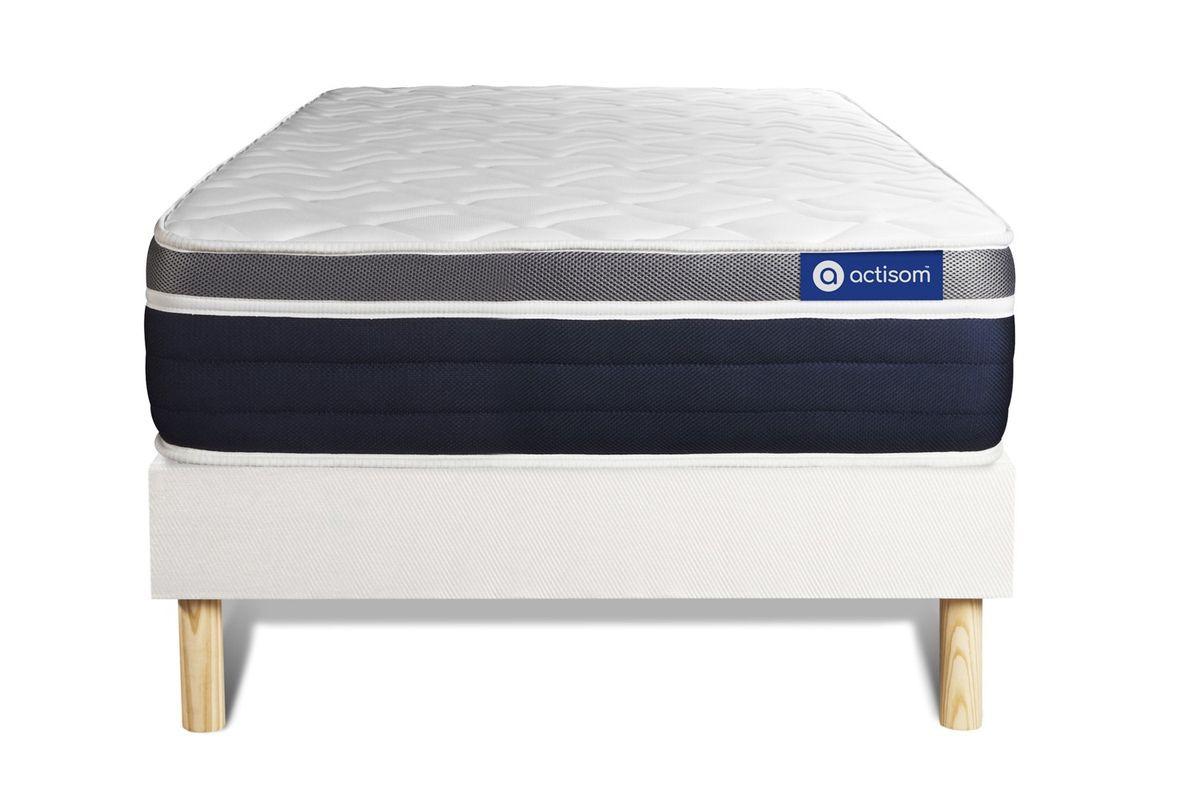 BETT Actilatex confort Latex und Memory-Schaum 80 x 200 cm h2 - Kit Bettgestell Weiß - Beige/Weiß, Karton/Holz (80/200cm) - ACTISOM