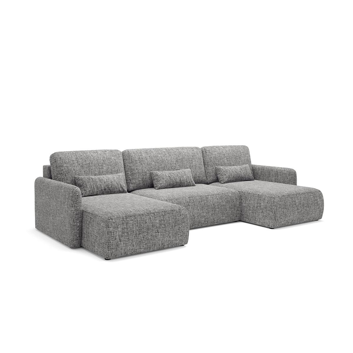 PANORAMASOFA Lazare 4 Sitzplätze Grau - Grau, Holz (290/86/148cm) - Petits-meubles
