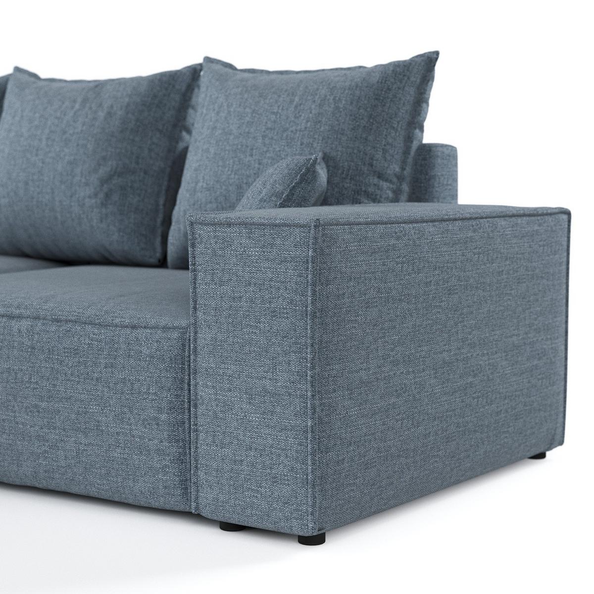 ECKSOFA SENSO mit Schlaffunktion Blaugrau im City Stoff - Blaugrau/Schwarz, Holz/Holzwerkstoff (255/148cm) - AltaBeds