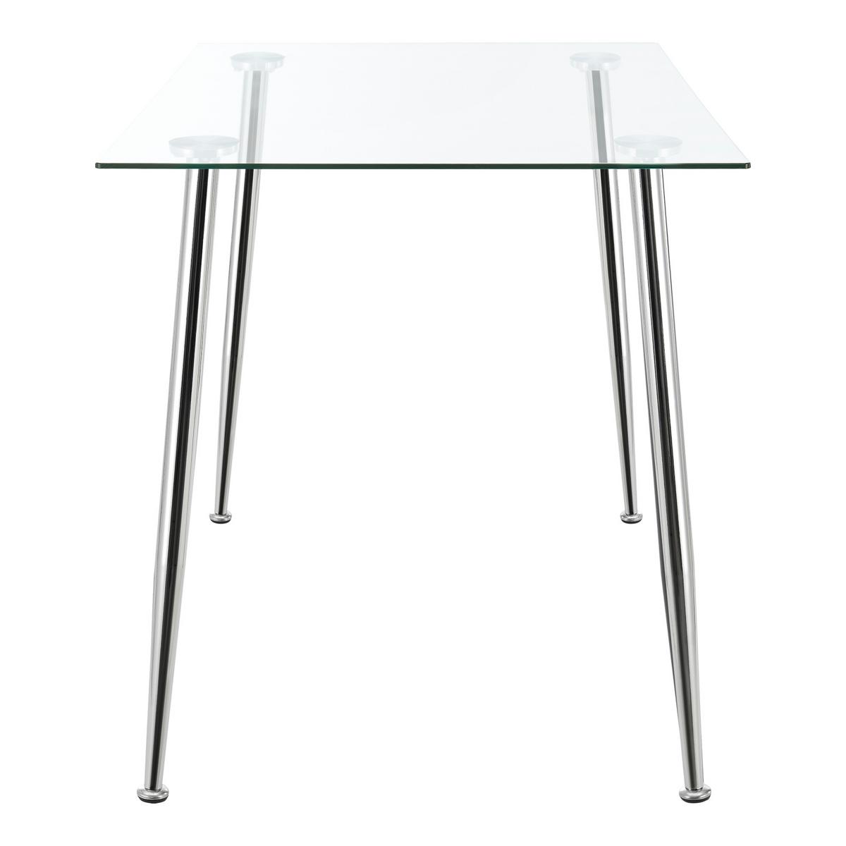 ESSTISCH Hyrynsalmi - Chromfarben/Transparent, Glas/Metall (70/110/75cm) - [en.casa]