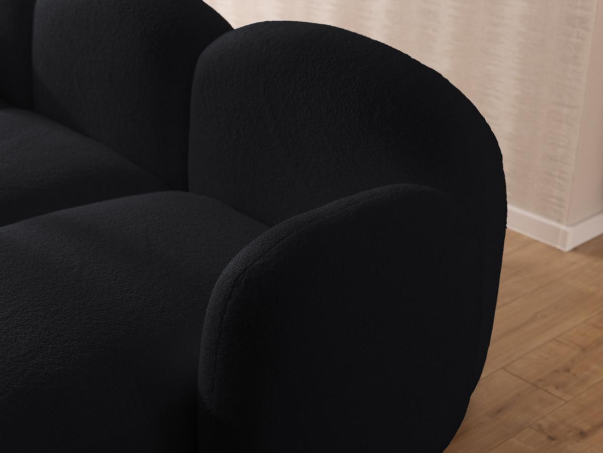 WOHNLANDSCHAFT Nuvola mit abgerundetem Design Schwarz Bouclé-Stoff - Schwarz, Holz/Kunststoff (268/80/146cm) - S-Style