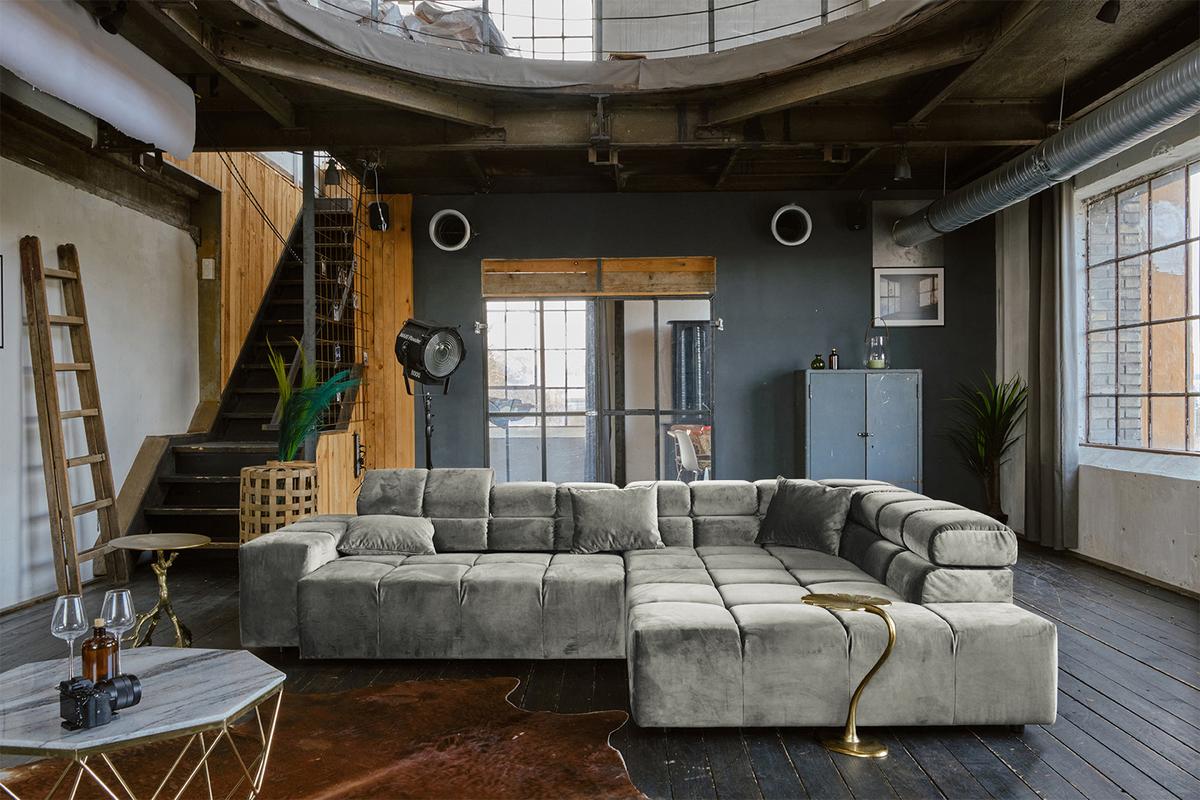 ECKSOFA MIT MOTORISCHEM SITZVORZUG NEVADA Silber Velvet Relaxfunktion - Silberfarben/Schwarz, Textil (319/215cm) - KAWOLA
