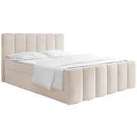 BOXBETT Serenity mit Bettkasten, Samt Beige 120x200 cm – inkl. H4 Taschenfederkern Matratze & Foam Topper - Ecru/Beige, Holz/Holzwerkstoff (120/200cm) - WFL GROUP