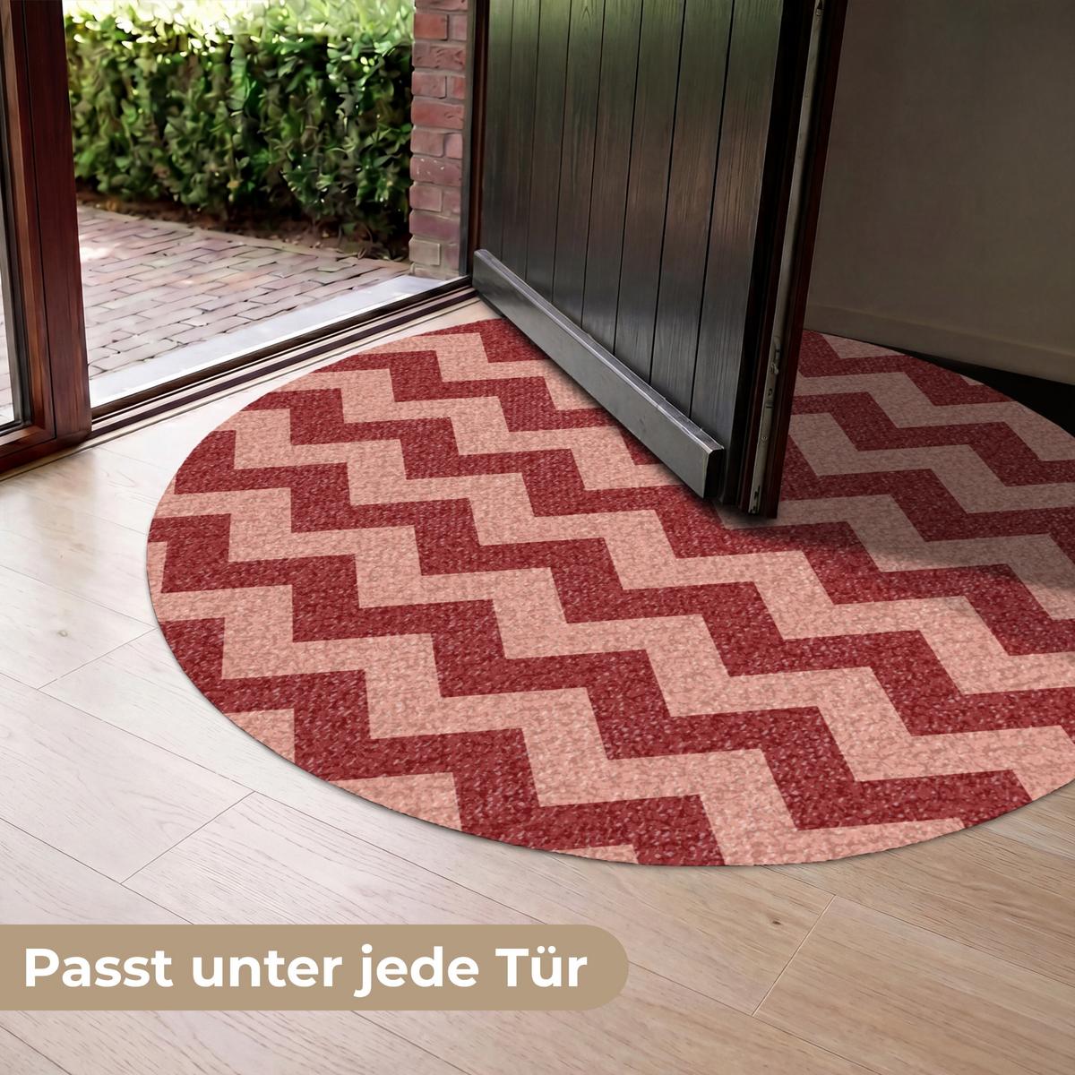 FUSSMATTE Zickzack - Streifen - Muster - Rot Schmutzfänger 120x120 cm - Bordeaux, Kunststoff (120/0.4cm) - MuchoWow