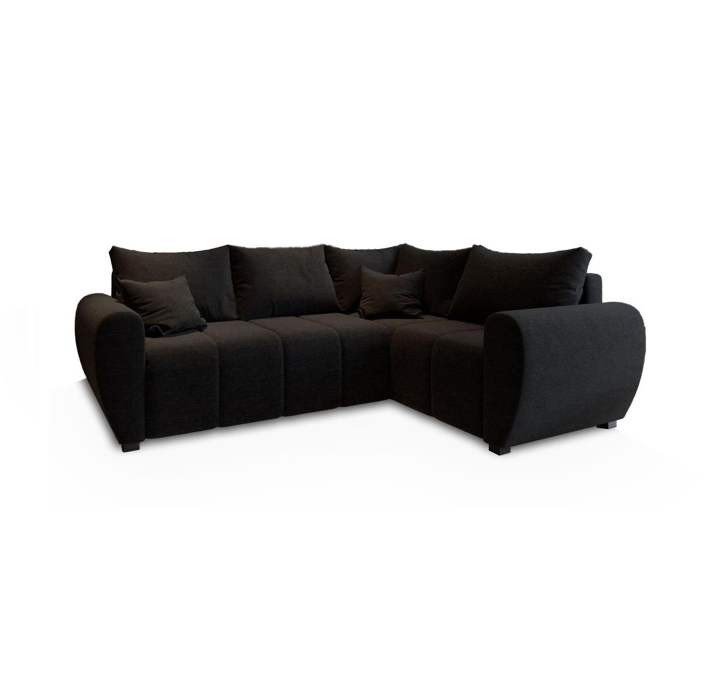 ECKSOFA MADISON L R-S Schwarz Dünner Stoff mit Schlaffunktion - Schwarz, Holz/Kunststoff (235/175cm) - MASSENO