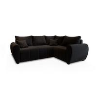 ECKSOFA MADISON L R-S Schwarz Dünner Stoff mit Schlaffunktion - Schwarz, Holz/Kunststoff (235/175cm) - MASSENO