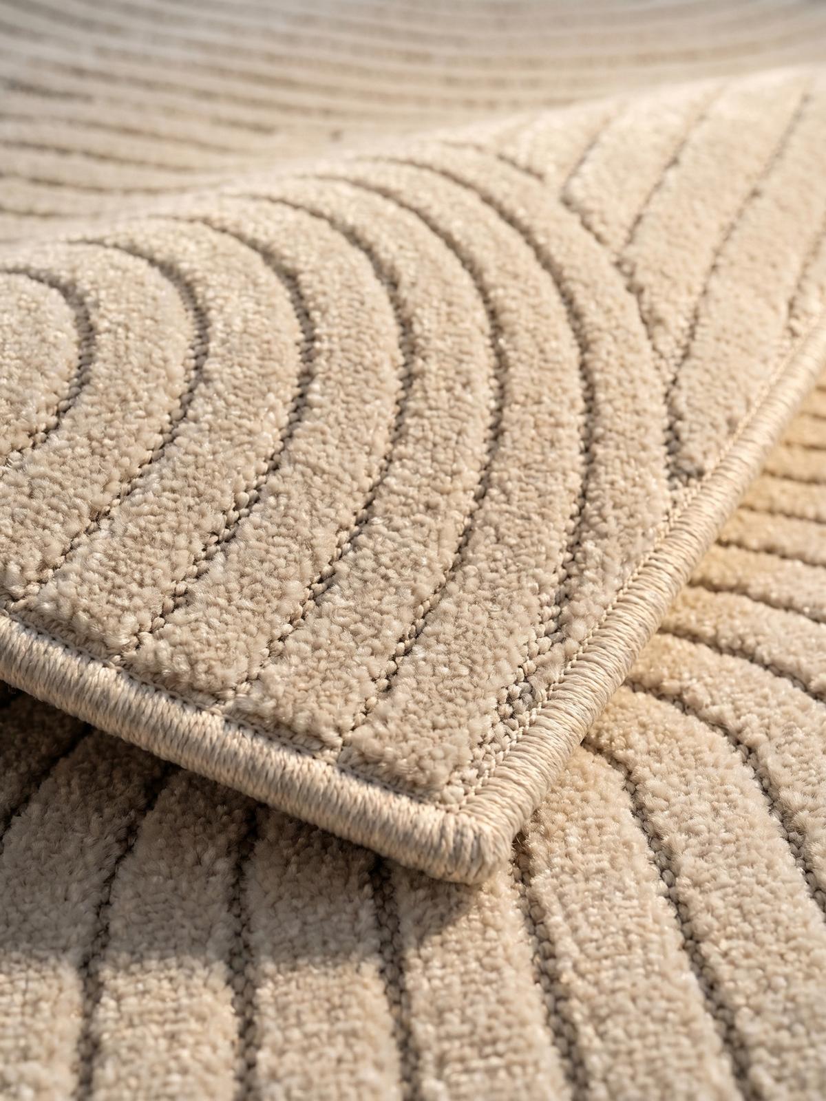 TEPPICH Outdoor ENGADIN in Creme, im Skandi-Stil mit 3D-Design, Ø 120 cm - Beige, Textil (120/120cm) - KADIMA DESIGN