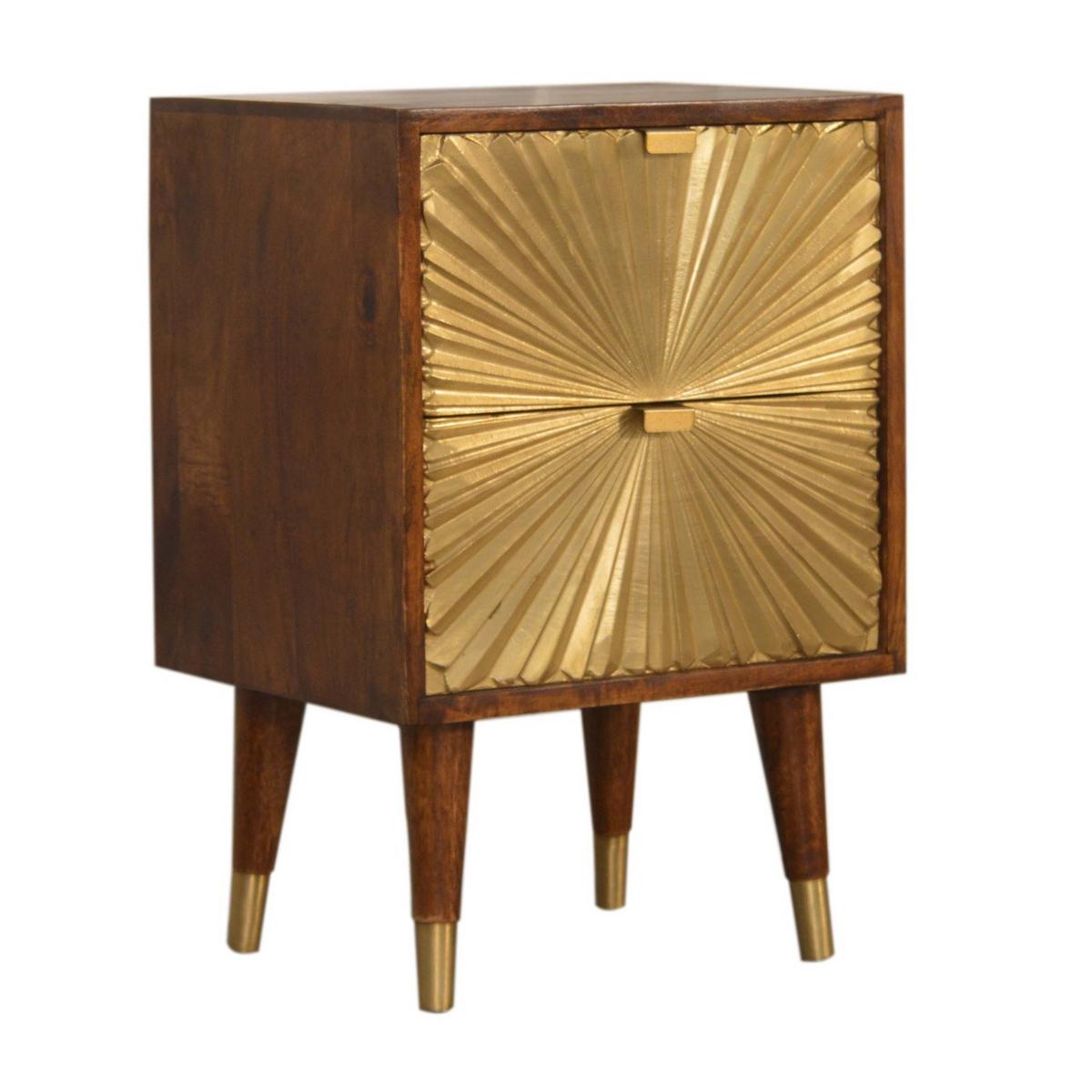 NACHTTISCH Kastanien-Finish, 2 Schubladen, Gold und Braun - Goldfarben/Braun, Holz (35/60/40cm) - Artisan Furniture
