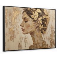 LEINWAND Bilder mit Rahmen - Frau - Gold - Abstrakt - Textur - 80x60 - Goldfarben, Textil (80/60cm) - MuchoWow