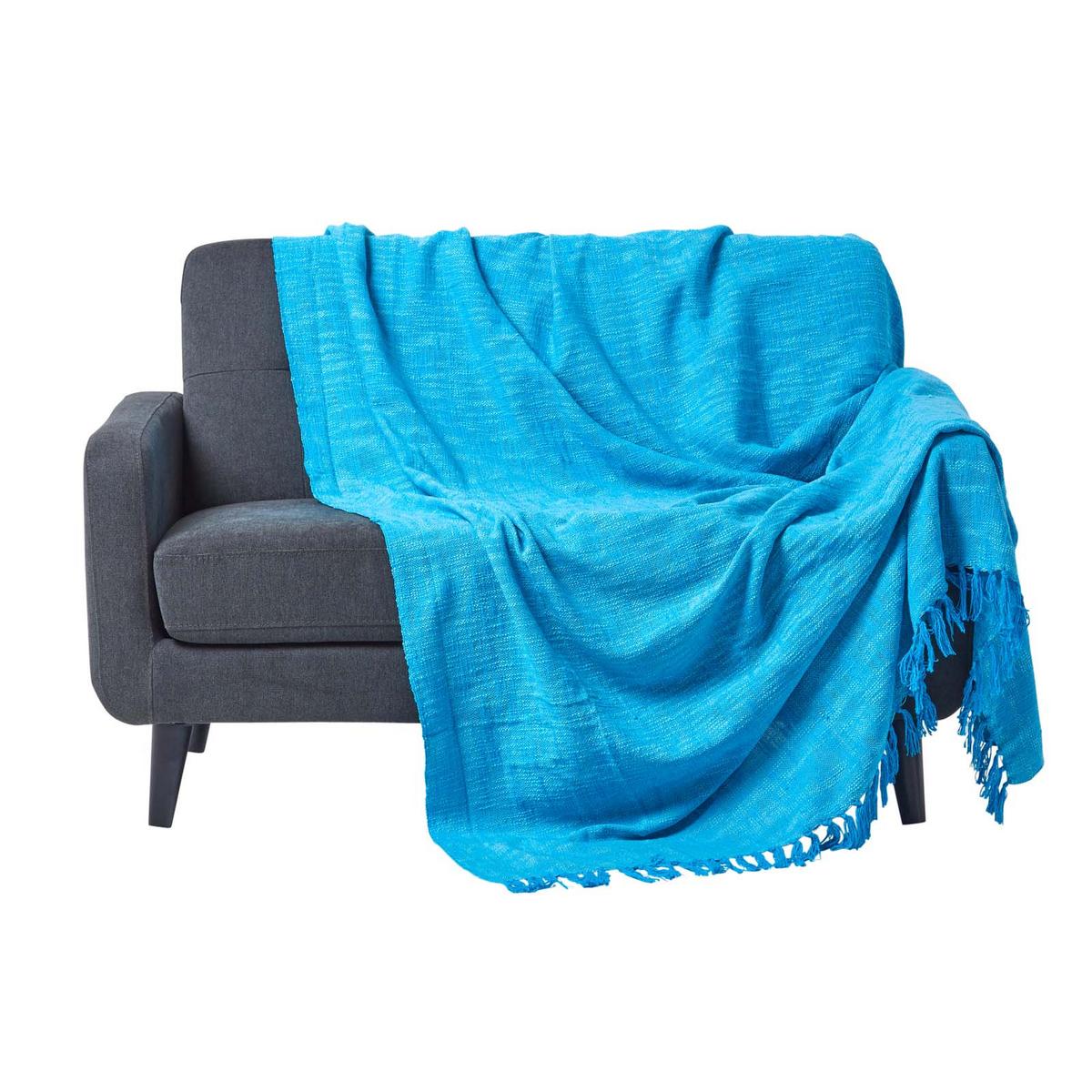 WOHNDECKE Nirvana Slub 255/360 cm, 100% Baumwolle - Türkis, Textil (255/360cm) - Homescapes