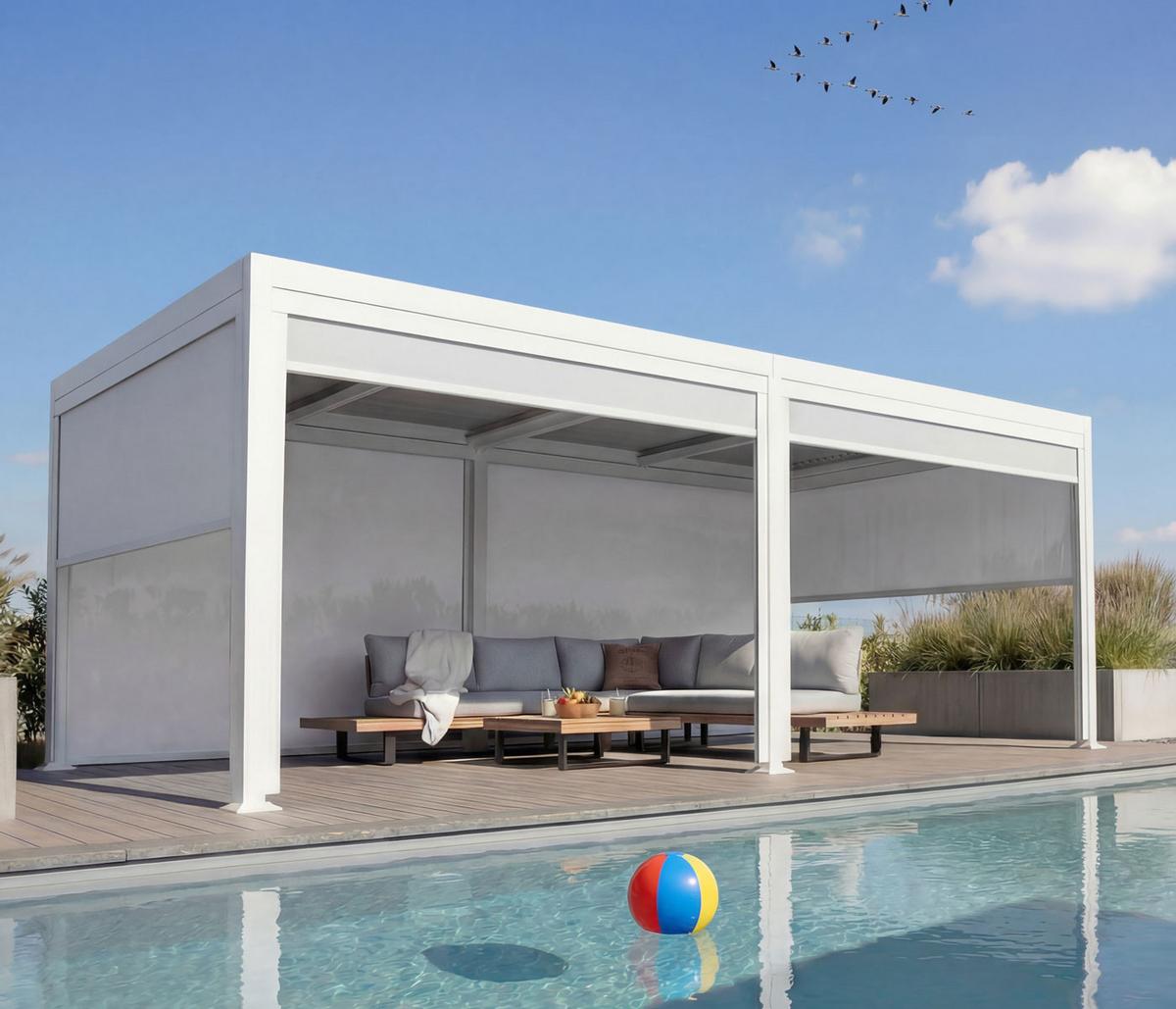 ALU PERGOLA MIT SEITENWAND Weiß - Weiß, Metall (590/224/306cm) - MCW