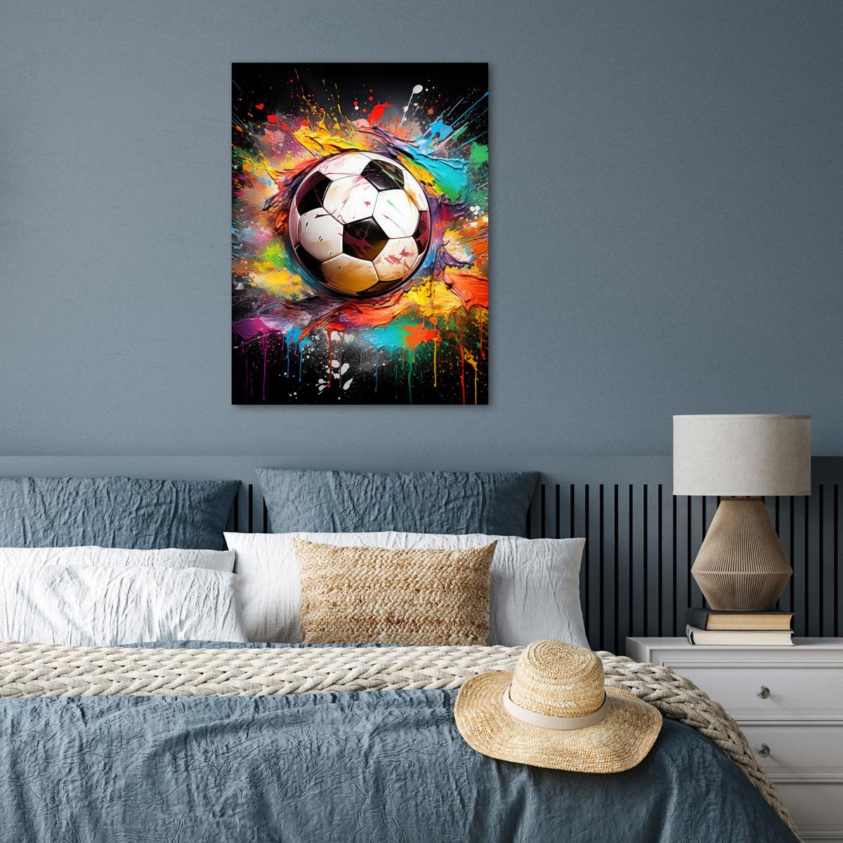 POSTER Fußball - Farbe - Farben - Schwarz - Weiß Deko Wohnzimmer 60x80 cm - Weiß, Papier (60/80/0.1cm) - MuchoWow