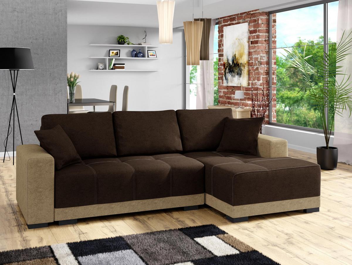 ECKSOFA Dallas, Seite: Rechts - Beige/Schwarz, Holz/Textil (240/140cm) - MIRJAN24