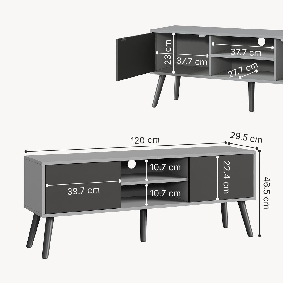 LOWBOARD Eskilstuna - Schwarz, Holz/Holzwerkstoff (120/46.5/29.5cm) - [en.casa]