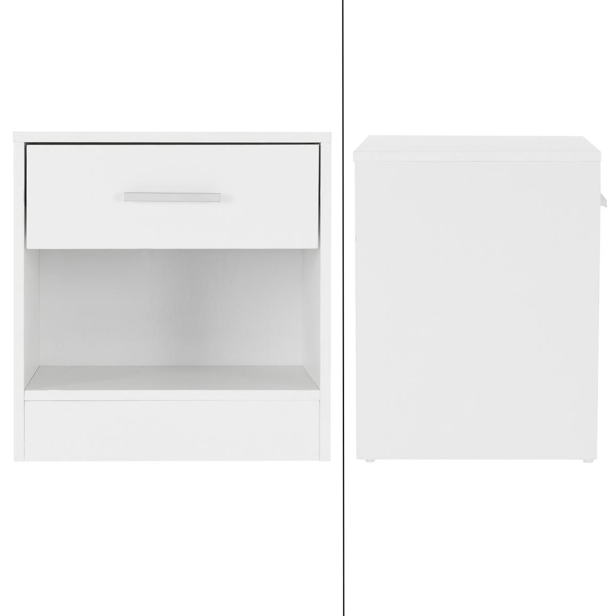 NACHTTISCH 2er Set Weiß 1 Schublade 36x38x30 cm - Weiß, Holzwerkstoff (30/38.5/36.5cm) - ML-DESIGN