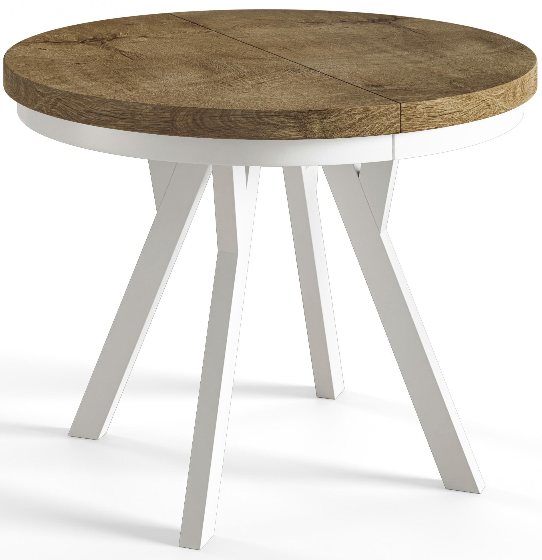 RUNDER Esstisch ausziehbar – Moderner Wohnzimmertisch und Küchentisch – Tisch mit Stabile Konstruktion, Durchmesser 120 cm - 220 cm - Farbe LEFAKS - Dunkelbraun/Weiß, Holzwerkstoff (120/120/77cm) - Alpi-Möbel