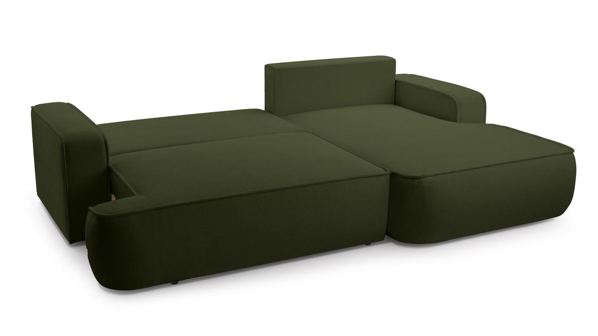 ECKSOFA L Form Ablia Dunkelgrün 267/168/87 cm mit Schlaffunktion R - Schwarz/Grün, Kunststoff/Textil (267/168cm) - AX Living