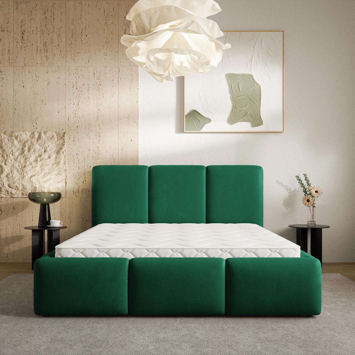 POLSTERBETT ARSIL 120x200 cm mit Bettkästen - Grün - Grün, Holz/Textil (120/200cm) - MASSENO