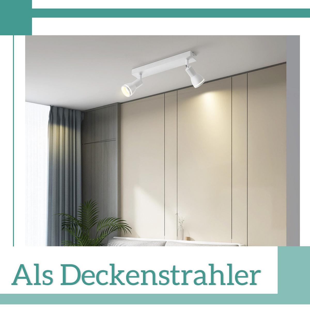 DECKENSTRAHLER Homburg 2-flammig 30/5/15.7 cm - Weiß, Metall (30/5/15.7cm) - Nettlife