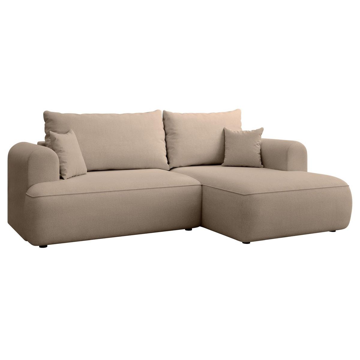 ECKSCHLAFSOFA Ovo Mini Beige Easy-Clean-Chenille-Bezug - Beige/Schwarz, Kunststoff/Textil (156/238cm) - Selsey