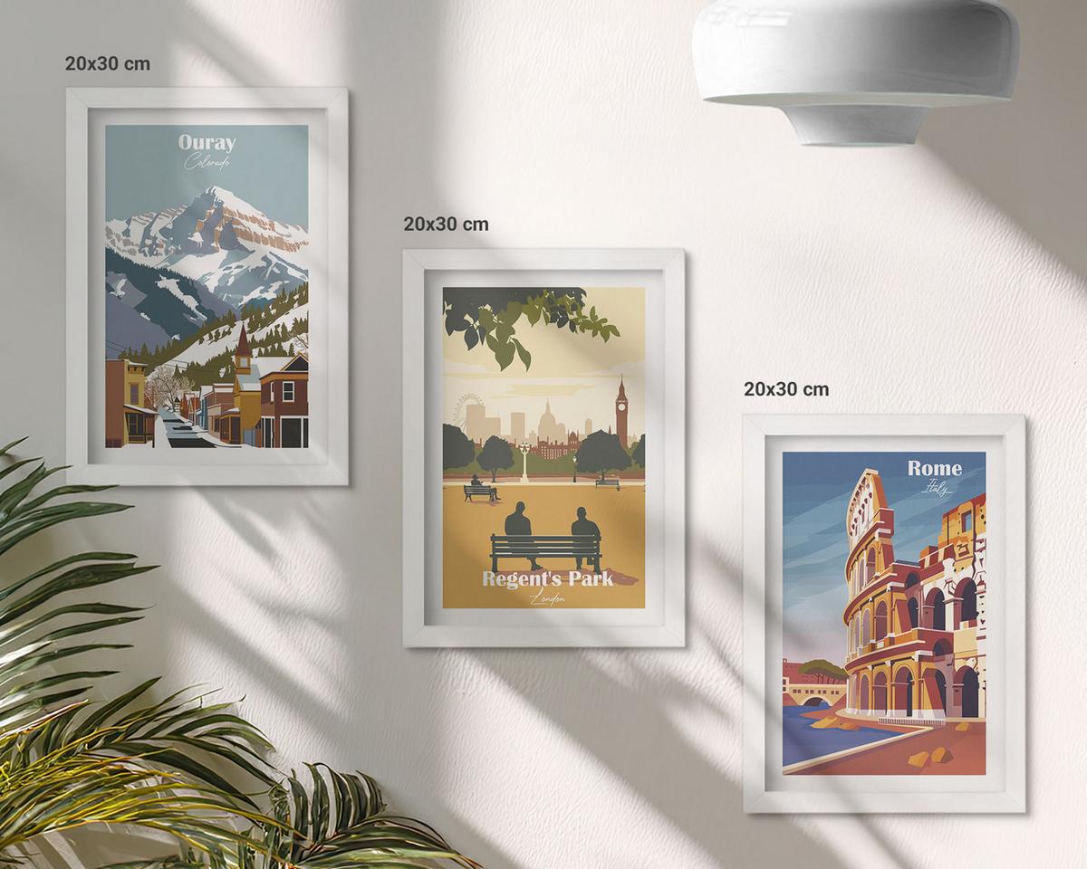 BILDER SET 3er Set - 20x30 cm Weißer Rahmen - Ouray Mountains London Coliseum - Weiß, Kunststoff (20/30cm) - TULUP