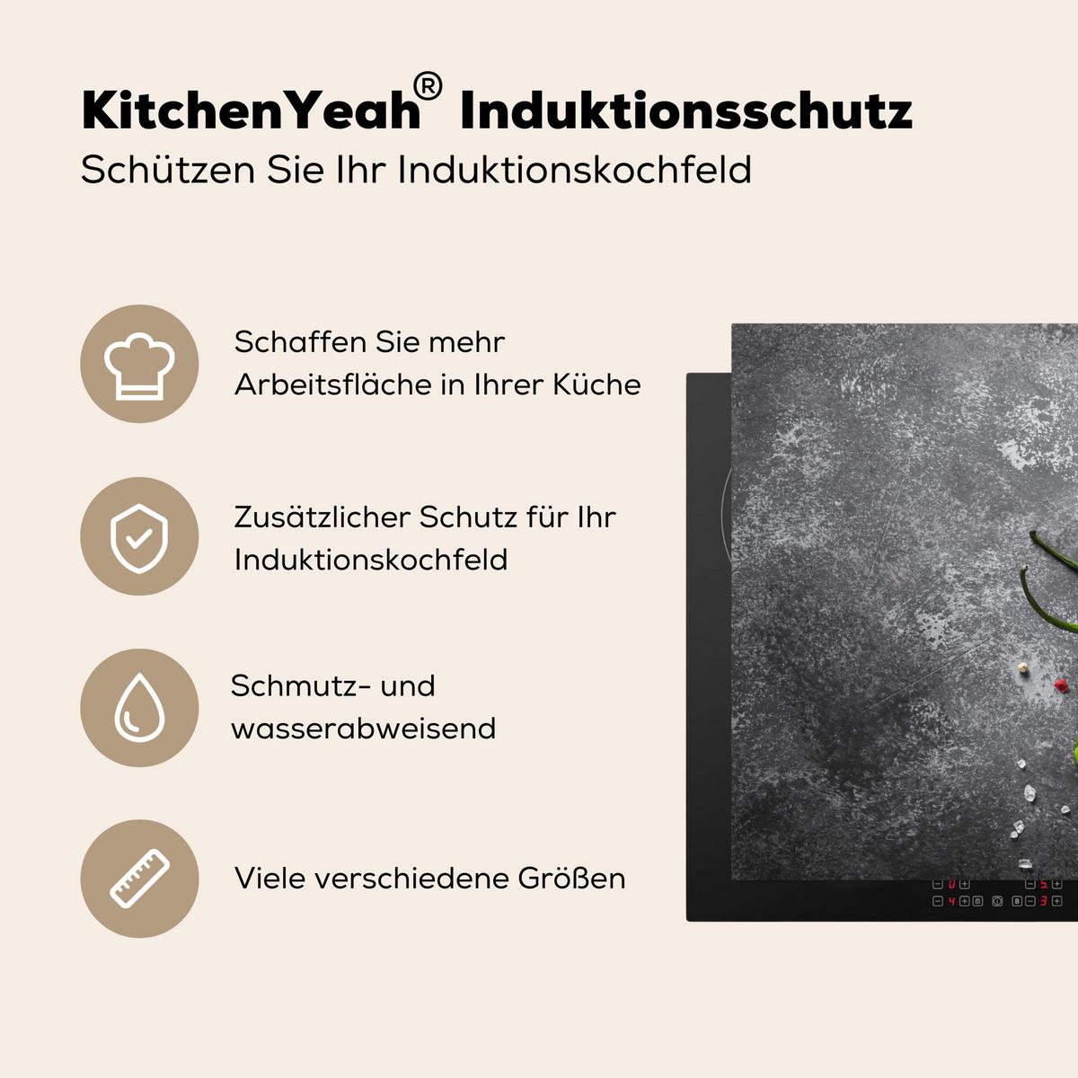 HERDABDECKPLATTE Pfeffer - Kräuter - Gewürze - Beton Induktionsmatte 71x52 cm - Rot, Kunststoff (71/52/0.2cm) - MuchoWow