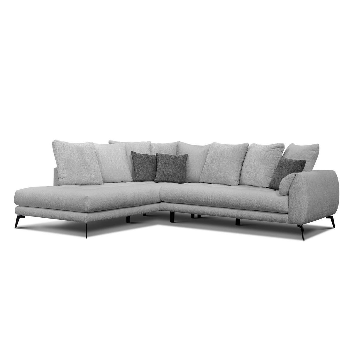 ECKSOFA CALME 5-Sitzer, hellgrau - Hellgrau/Schwarz, Holz/Textil (294/229cm) - Wozimo