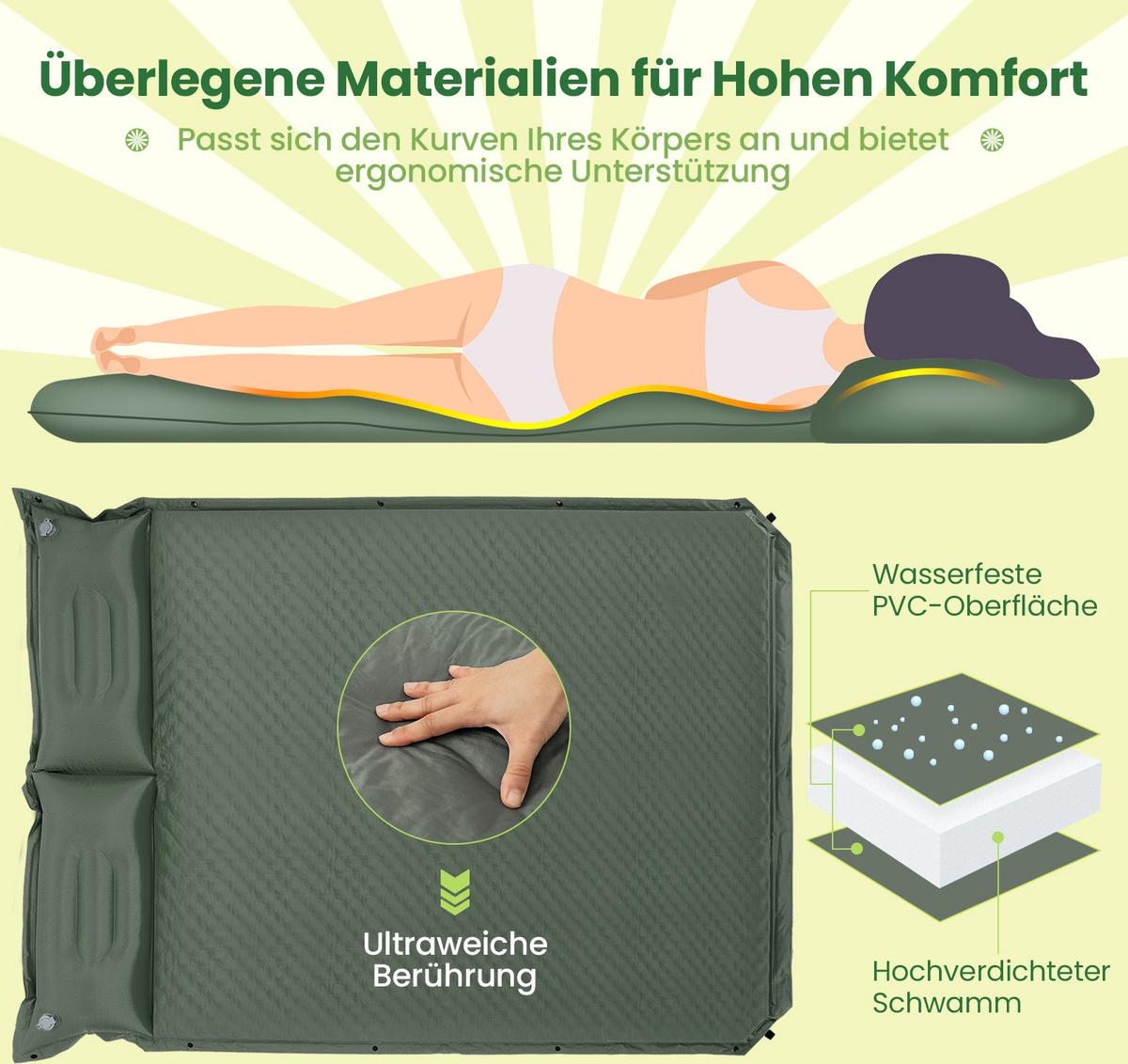 CAMPING MATTRESS Grün - Grün, Textil - COSTWAY