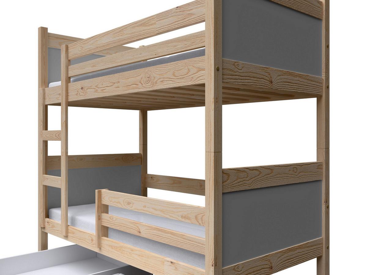 ETAGENBETT MIA mit Bettkasten 80x180 cm Kieferfarben - Kieferfarben/Grau, Holz (80/180cm) - MASSENO