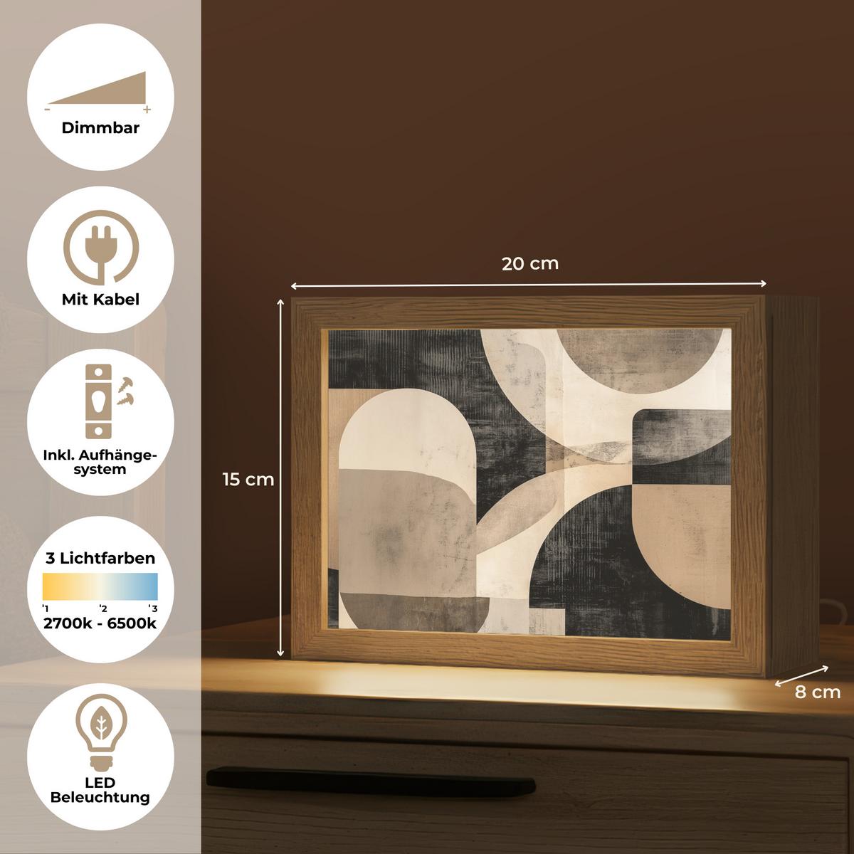 WANDLEUCHTE Abstrakt - Formen - Modern - Beige 20x15 cm - Grau, Holzwerkstoff (20/15/8cm) - OnlyWow