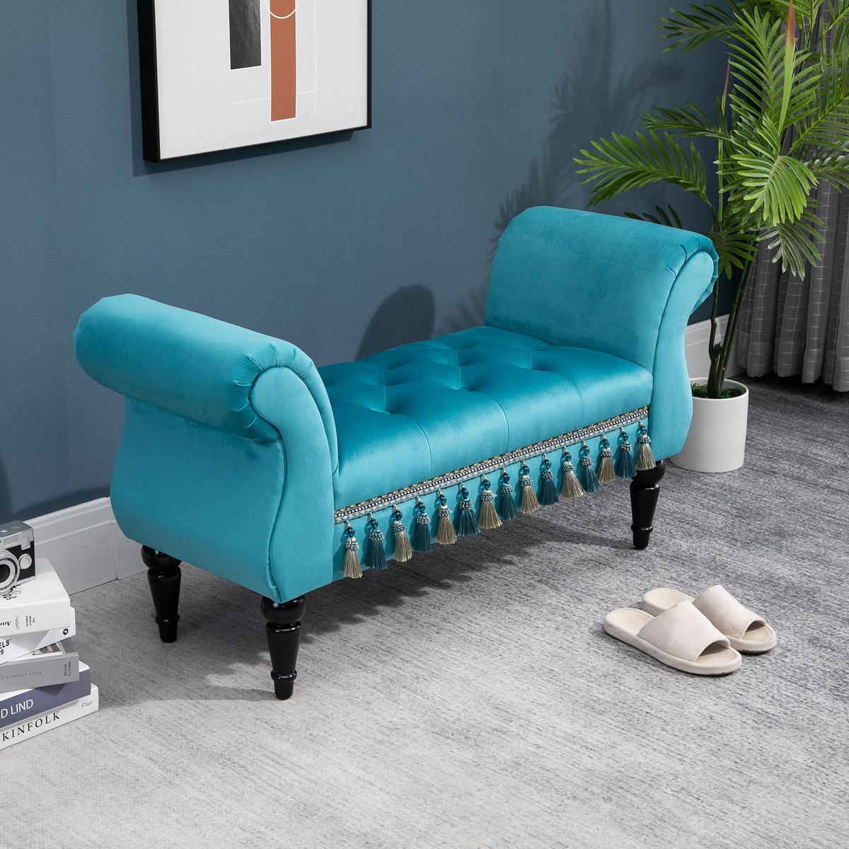 POLSTERBANK, Polyester, Kautschu,k Schaumstoff, Blau, 117 x 40 x 58 cm - Blau, Kunststoff (40/58/117cm) - HOMCOM