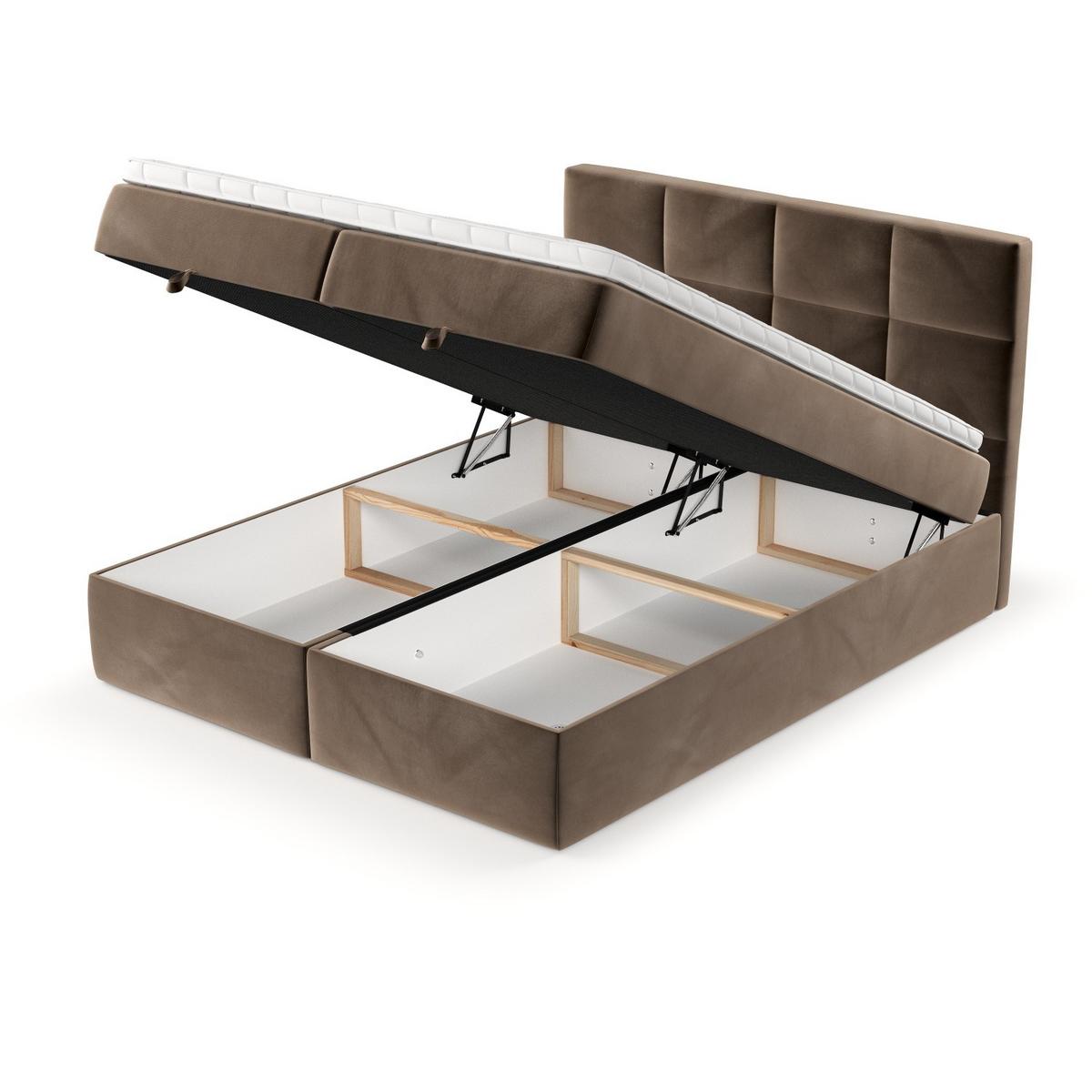 BOXBETT Velto 160/200 cm Braun im Paros Stoff - Schwarz/Braun, Holz/Holzwerkstoff (160/200cm) - AltaBeds