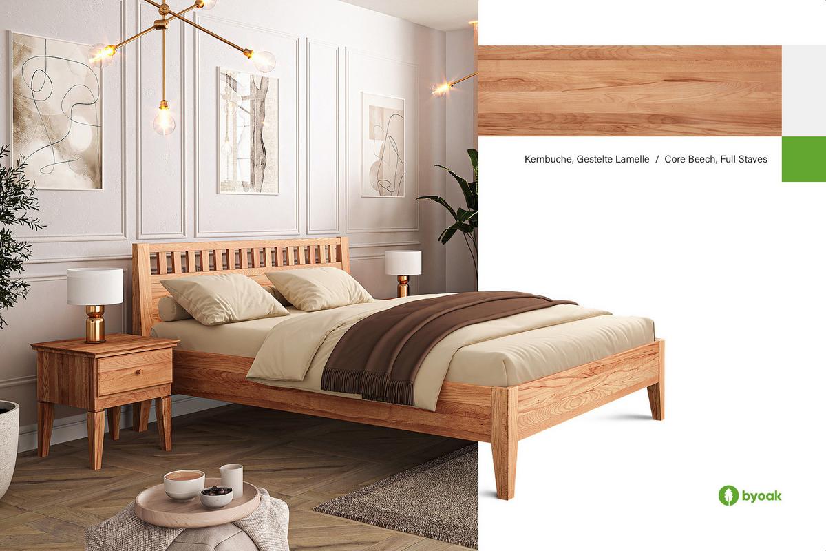 MASSIVHOLZBETT ELIAS 5 80x200 Kernbuche - Kernbuche, Holz (80/200cm) - byoak