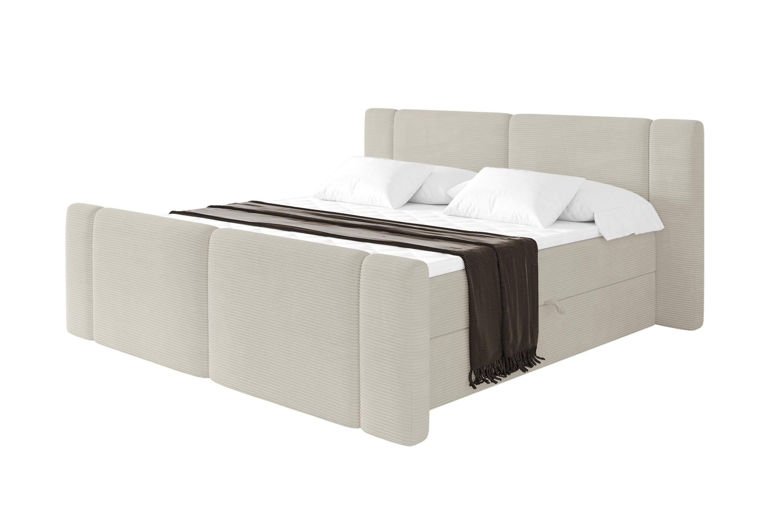 BOXBETT mit Matratze H3 - EVON Zanozek - 180x200 cm Creme - Creme, Holzwerkstoff (180/200cm) - ALTDECOR