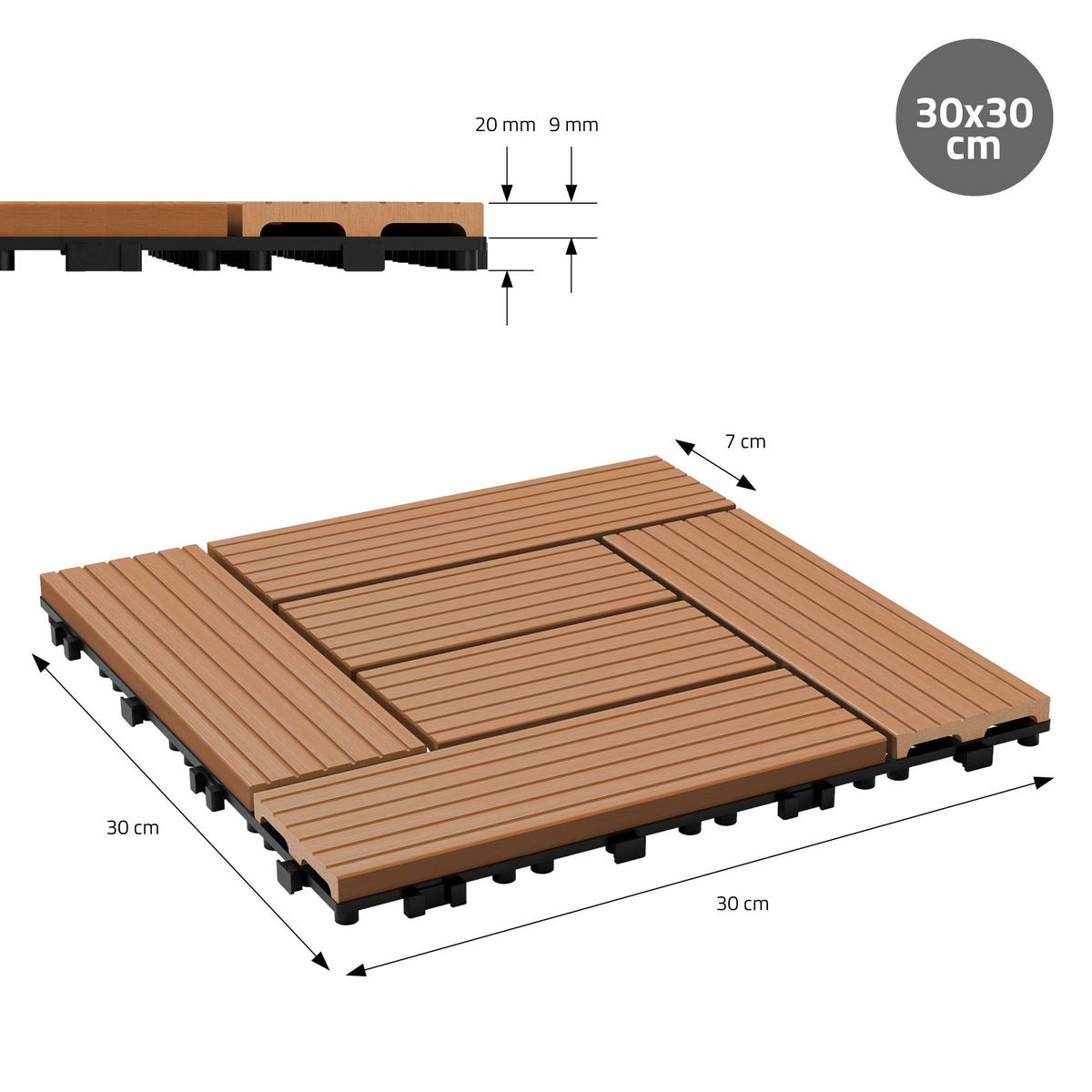 BODENPLATTE Mosaik 2er Set - Hellbraun, Holzwerkstoff (30/30/2cm) - ECD-Germany