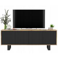 TV-SCHRANK Apollo2 Eiche wotan Schwarz Matt mit Metallbeinen 150 cm - Schwarz, Holzwerkstoff/Metall (150/53/35cm) - Meble Lindner