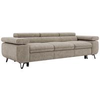 3-SITZER SOFA PETER mit Schlaffunktion - Greige Stukture - Greige/Schwarz, Textil/Metall (262/76/99cm) - MKS