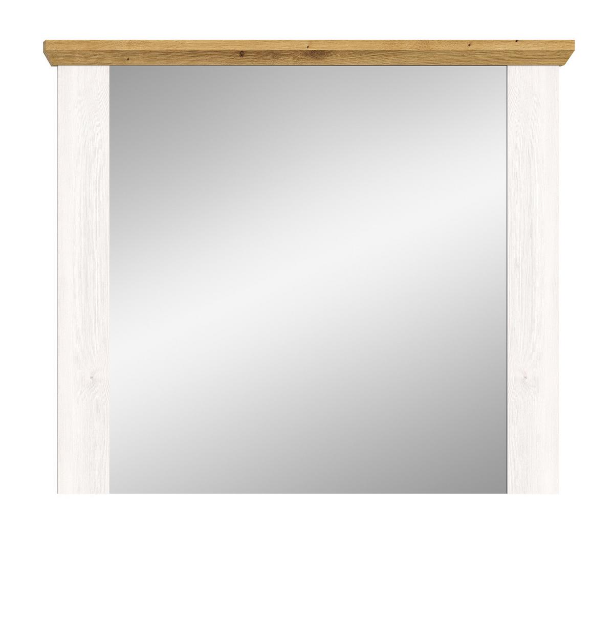 GARDEROBENSPIEGEL weiß Lärche und Eiche, 82 x 70 cm, Wandspiegel im Landhaus-Stil - Weiß/Eiche Artisan, Glas/Holzwerkstoff (82/70/4cm) - Inn.Furn