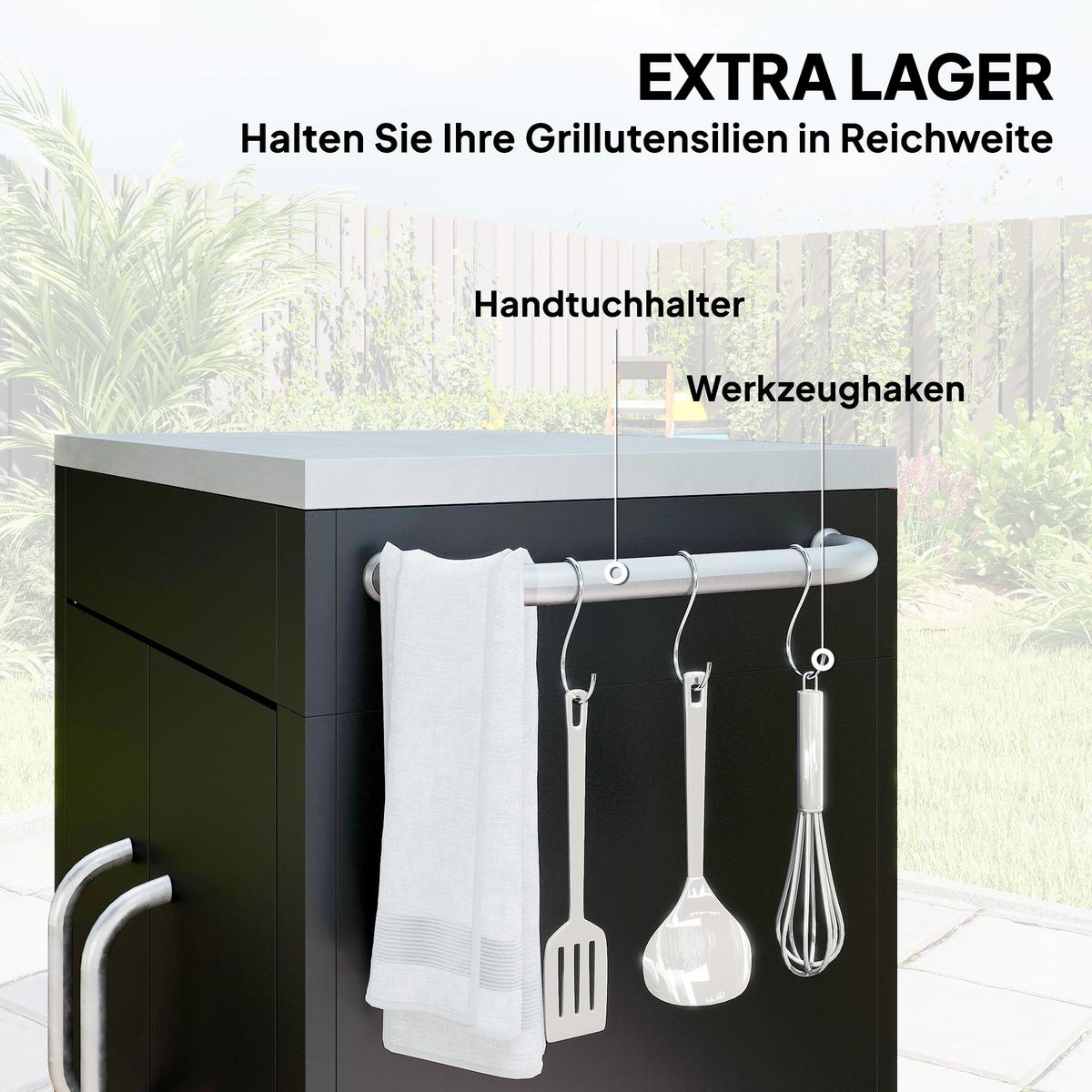KÜCHENWAGEN, Eisen, Edelstahl, Schwarz - Schwarz, Metall (50/86.5/86cm) - HOMCOM