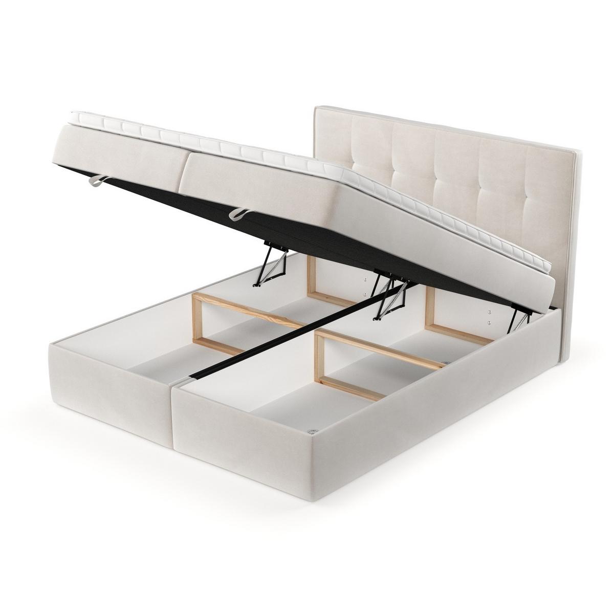 BOXBETT Tivra 200/200 cm Creme im Paros Stoff - Creme/Schwarz, Holz/Holzwerkstoff (200/200cm) - AltaBeds