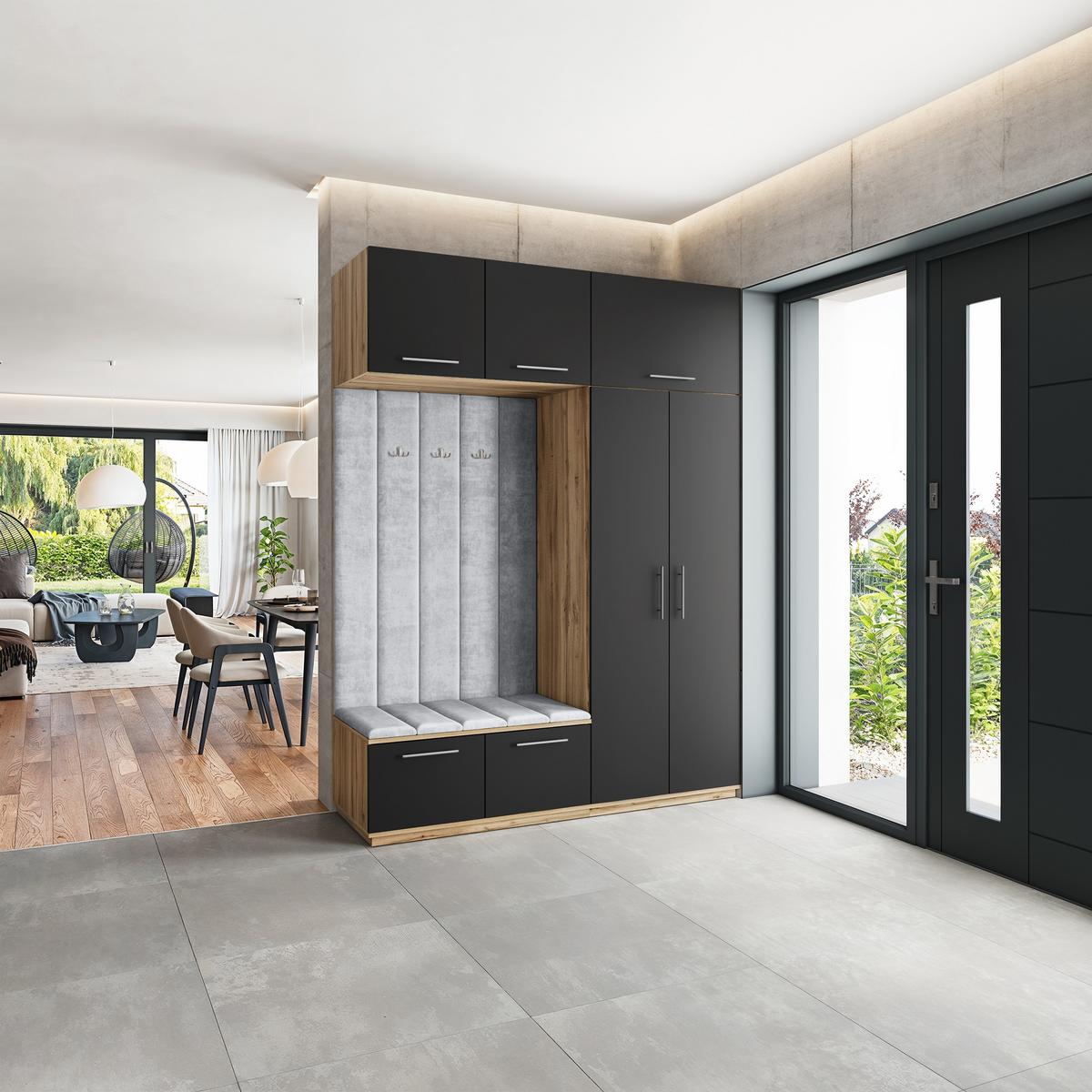 GARDEROBENSCHRANK REMA 180/240/60 cm Modern Eiche Wotan - Eiche Wotan/Hellgrau, Holzwerkstoff (180/240/60cm) - MASSENO