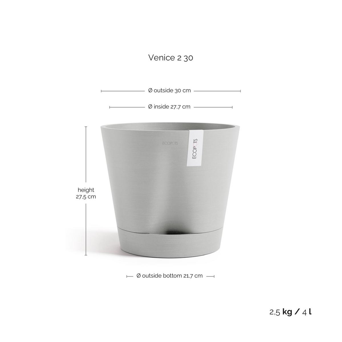 BLUMENTOPF Venice 30/27,5 cm Hellgrau - Hellgrau, Kunststoff (30/27.5cm) - Ecopots