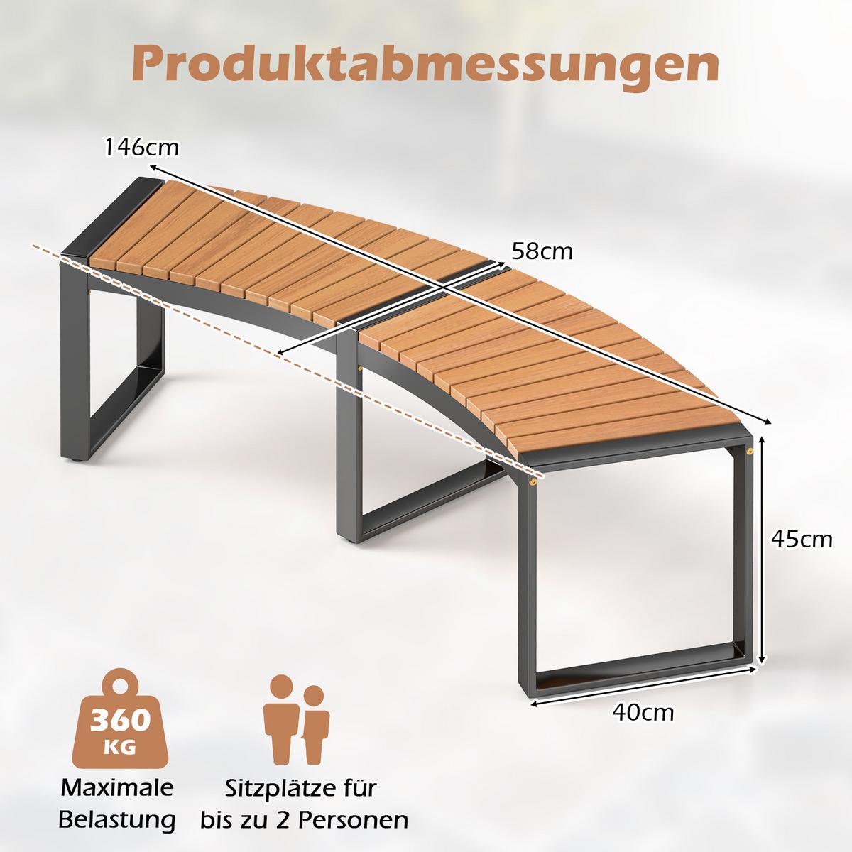 GARTENBANK Belastbarkeit 360kg holzfarbe - Naturfarben, Holz (146/45/58cm) - COSTWAY