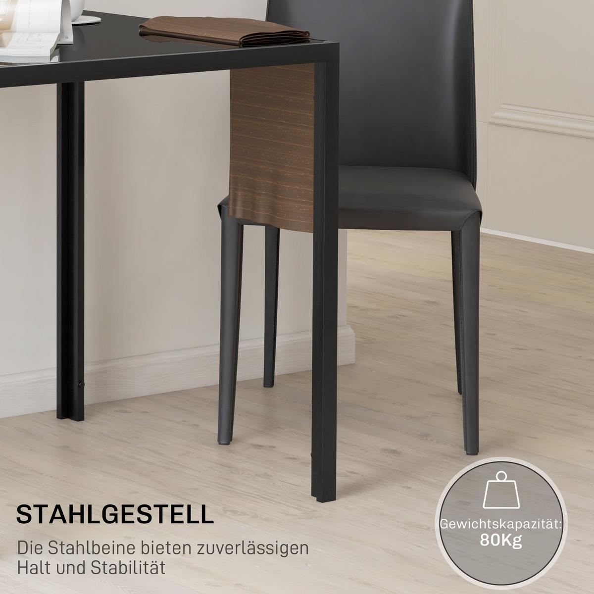 ESSTISCH Esszimmertisch Quadratischer Küchentisch für 4 Personen, Schwarz - Schwarz, Metall (75/75/75cm) - HOMCOM