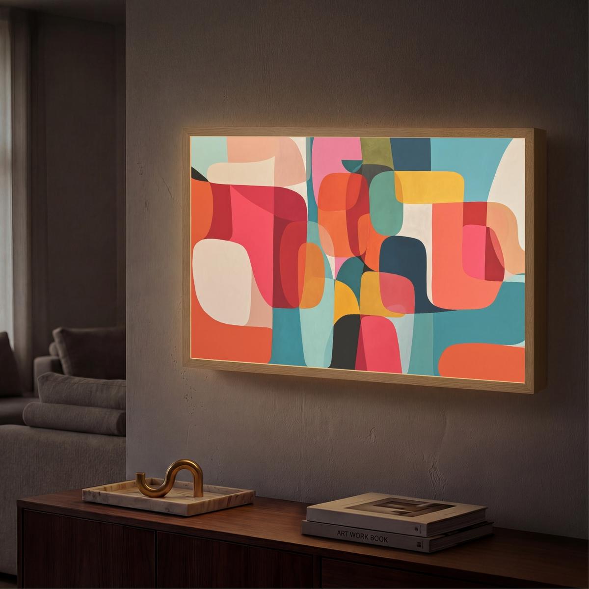 WANDLEUCHTE MIT AKKU Formen - Bunt - Abstrakt - Flugzeuge 60x40 cm - Multicolor, Holzwerkstoff (60/40/8cm) - OnlyWow