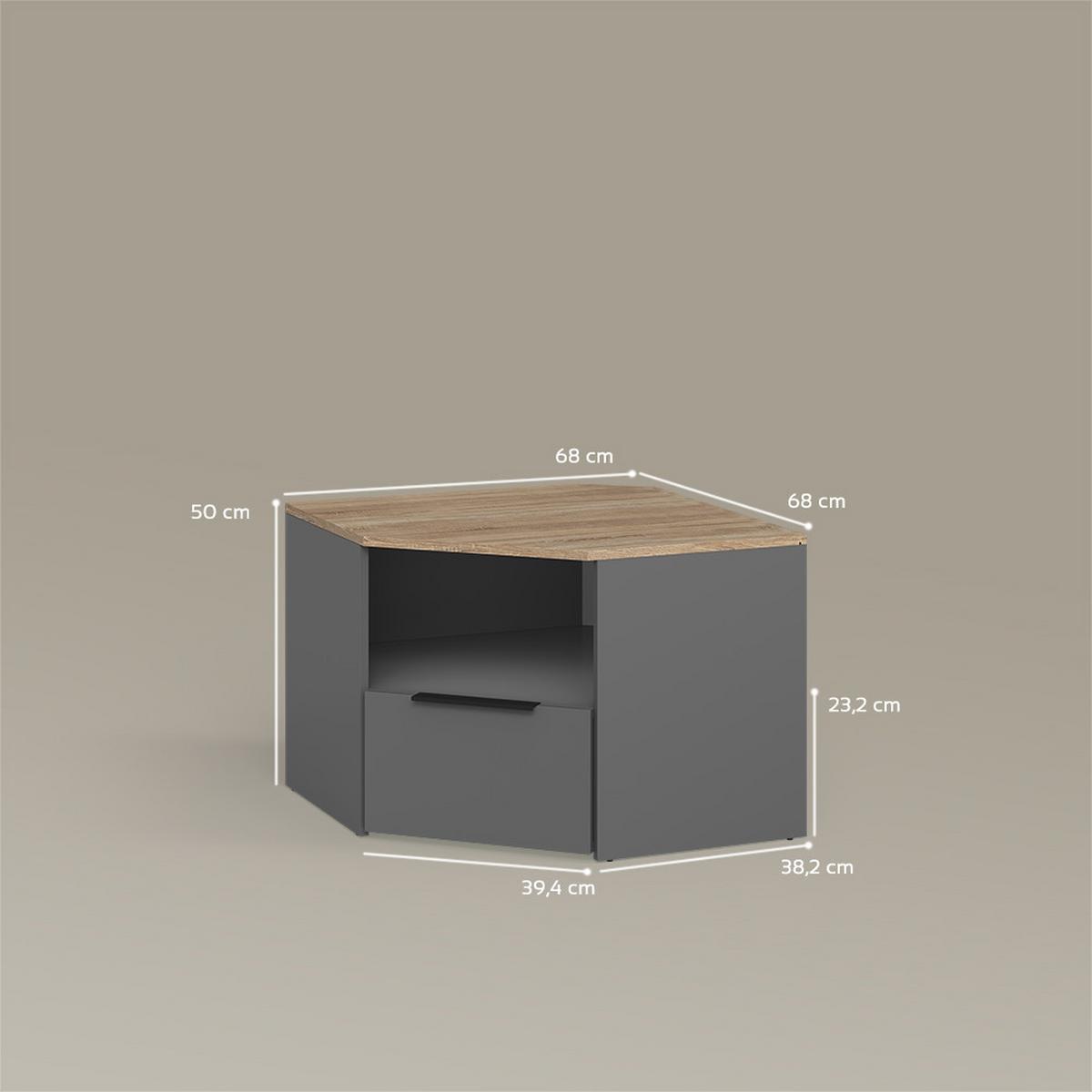 LOWBOARD Piave Anthrazit/Sonoma 68 x 50 cm - Anthrazit/Sonoma Eiche, Holzwerkstoff (68/50/68cm) - Livinity®